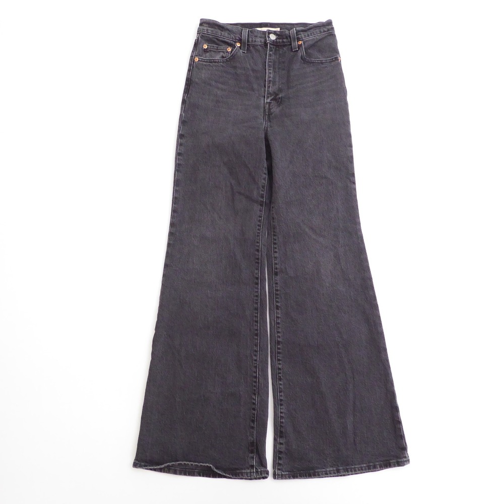 Levi's Premium Women Ribcage Bell Jeans Black High Rise Flare 26